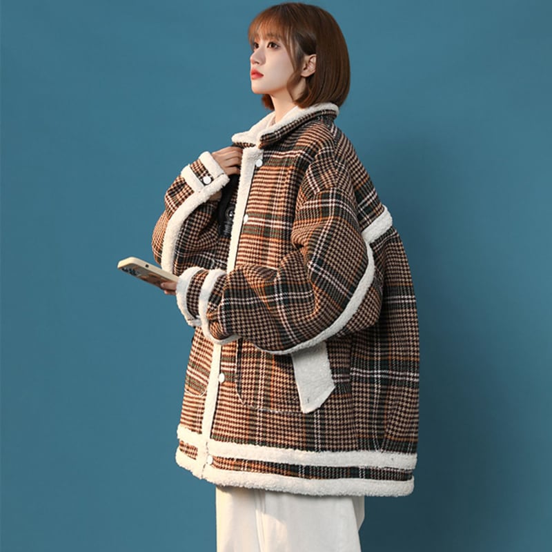 [Suikoishi Series] ★Winter Coat★ Outerwear 2color Unisex Men's Plaid Pattern No Hat Winter Jacket