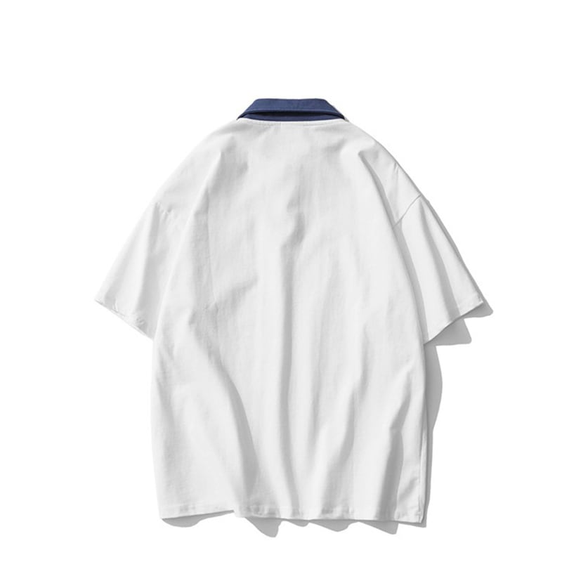 [TRAVEL ISSUANCE series]★POLO shirt★ 2color tops Color scheme Unisex Men's White Navy