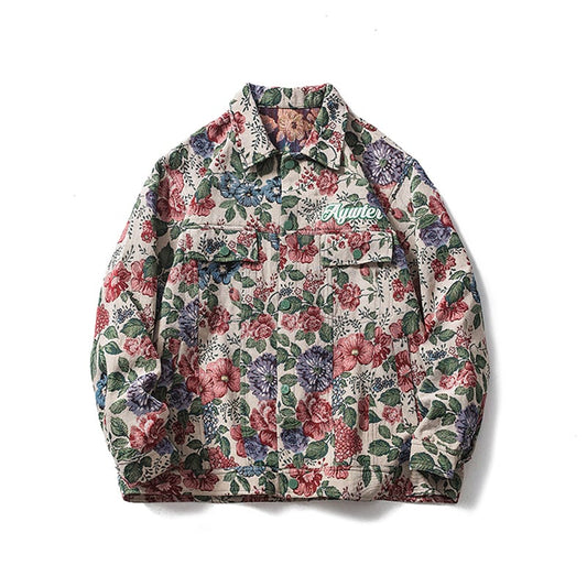 [MMstudios series] ★Floral pattern jacket★ Outerwear, unisex, men's alphabet, stylish, couple clothes