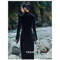 Load image into Gallery viewer, [Big Blue Dragon Series] ★China style dress★ Long length velvet sexy black slit long length
