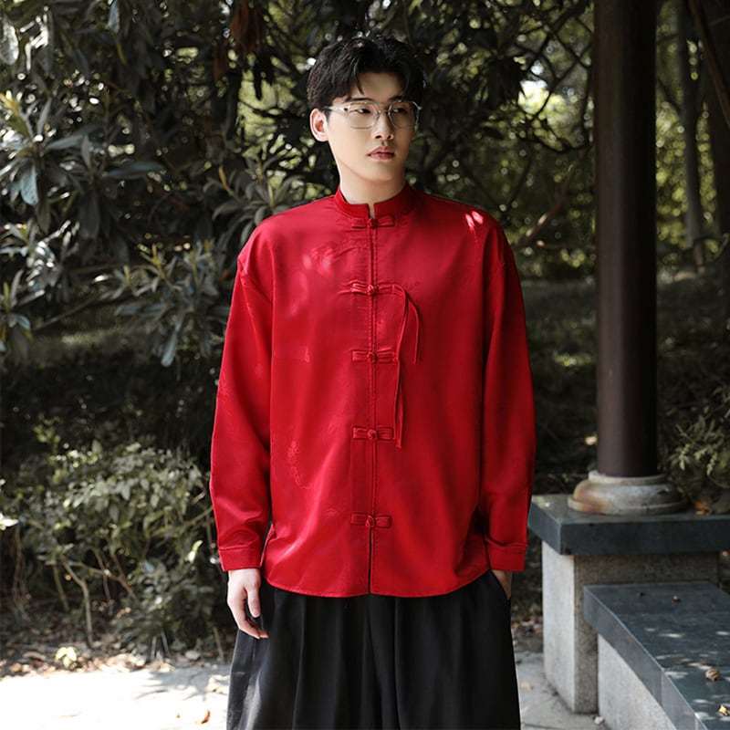 [JUNYI Series]★Chinese-style shirt★7 sizes to choose from, 3 colors, Chinese-style tops, Chinese buttons, long-sleeved shirts, improves your temperament, Chinese clothes, black, red, blue