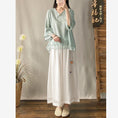 Load image into Gallery viewer, [Kofuku Series]★China-style shirt★ 3color V-neck tops Ethnic style Green Yellow Pink
