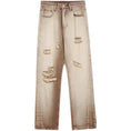 Load image into Gallery viewer, [SUFEI Series]★Denim Pants★ Trousers Bottoms Casual Distressed Unisex Brown Fashion
