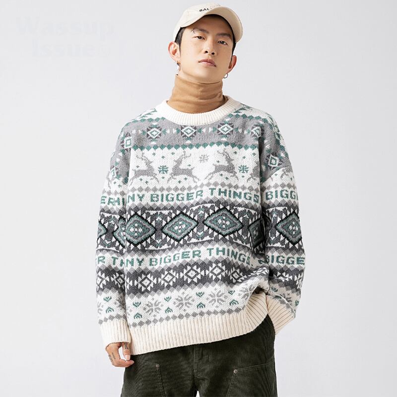 [Satoru Series]★Sweater★ 2color Knit Tops Christmas Unisex Men's Deer Casual Easy to Match