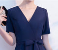 Load image into Gallery viewer, Party Dress One Piece Long Dress After-Party Wedding Concert Party Elegant V-neck Short Sleeve Long Length Plus Size XS SML XL 2XL 3XL Navy
