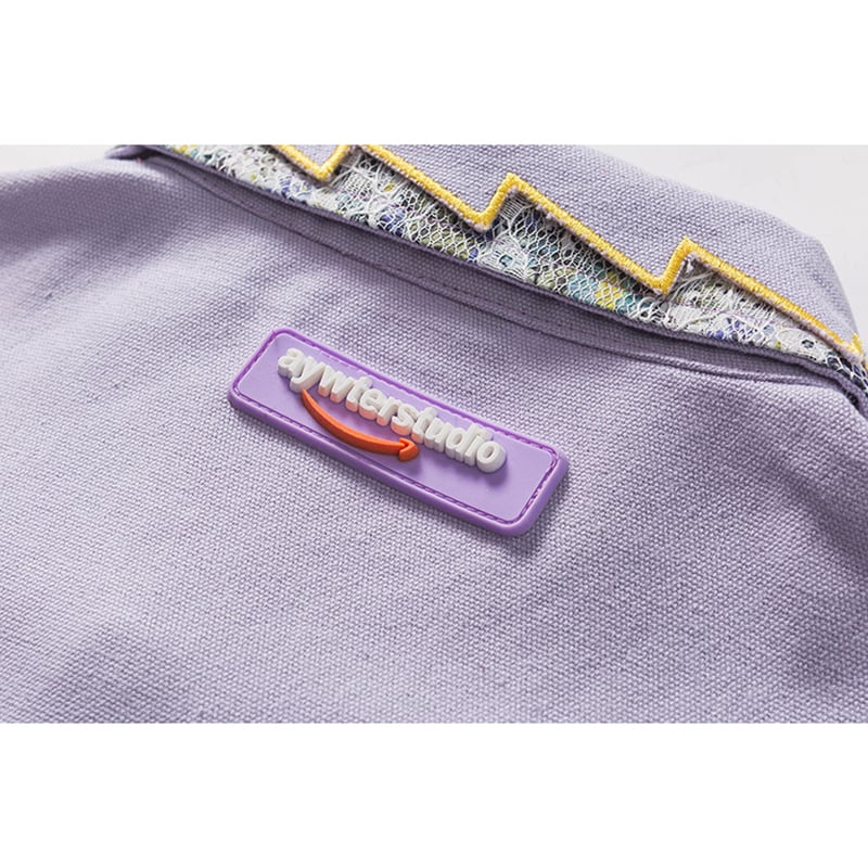 [MMstudios Series] ★Jacket★ Outerwear Switchable Unisex Men's Casual Embroidery Stylish Purple White