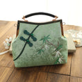 Load image into Gallery viewer, [Daughter Fish Series]★China style bag★ 2color Blue or green embroidery Chinese button Old-fashioned Easy to match Blue Green
