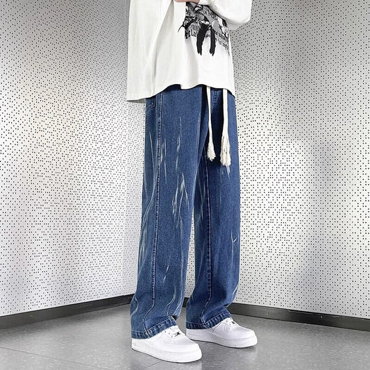 [KADISHOU series] ★Denim pants★ 2color bottoms pants unisex men's fashionable blue black large size