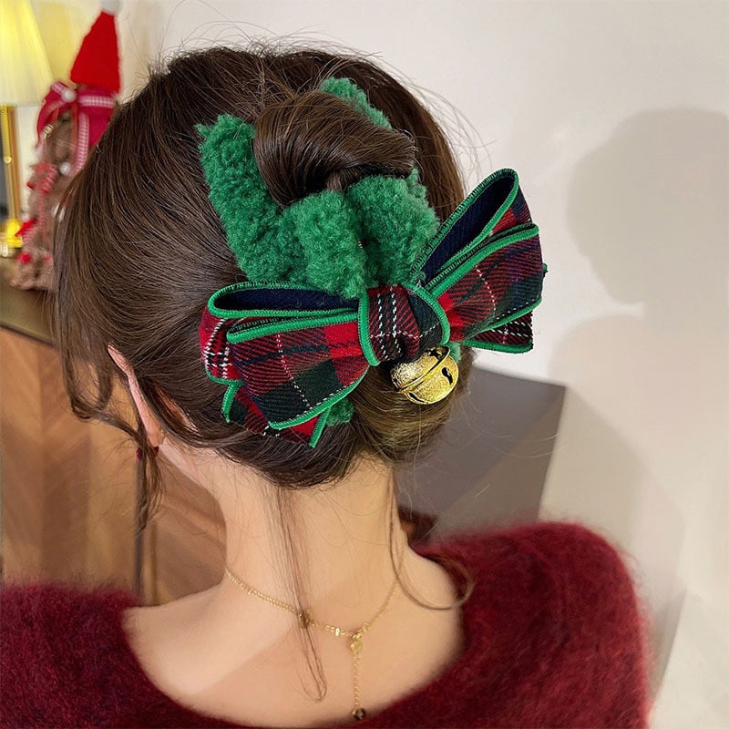 [Kajin Series]★Hair Ornament★ 4color Hair Clip Ladies Accessories Christmas Ribbon Plaid Pattern