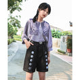 Load image into Gallery viewer, [Old Monster --- Rabbit Series] ★China style shirt★ 2color tops 3/4 sleeve tops black purple
