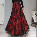 Load image into Gallery viewer, [HUANXIAOMO series] ★Floral pattern skirt★ 3 colors, 3 lengths available, large size, red, black
