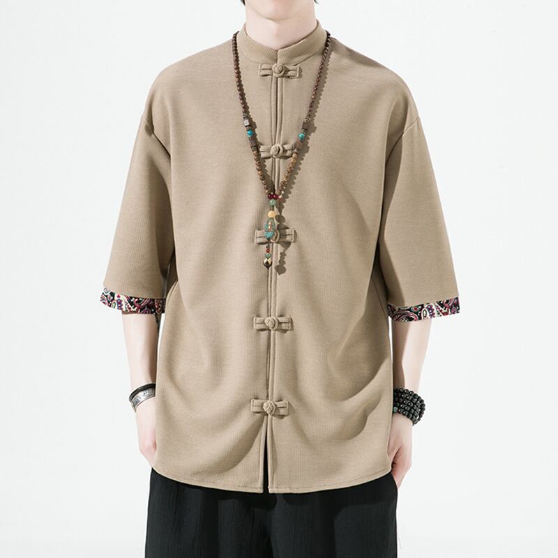 [Small Troubles Series]★China Style Shirt★ 4color Unisex Men's Large Size Chinese Clothes Black White Orange Brown