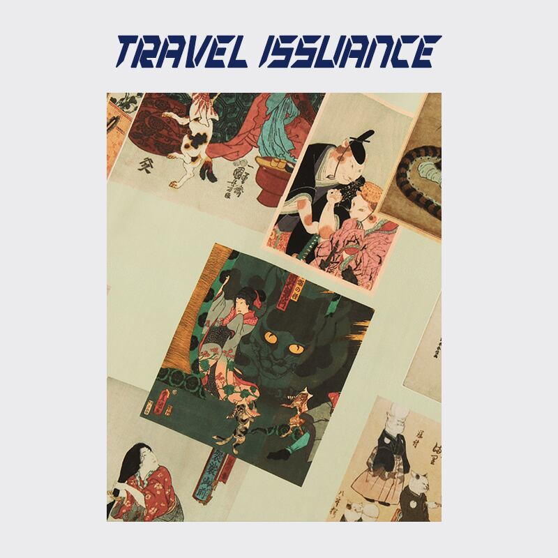 [TRAVEL ISSUANCE Series]★Shirt★ Tops Printed Short Sleeve Shirt Unisex Men's Unique Easy to Match