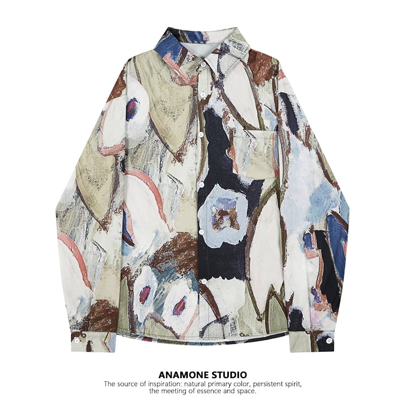 [STRAPPING Series]★Shirt★ Tops Print Casual Unisex Men's ML XL 2XL Spring Clothes Autumn Clothes Thin Chiffon Color Scheme