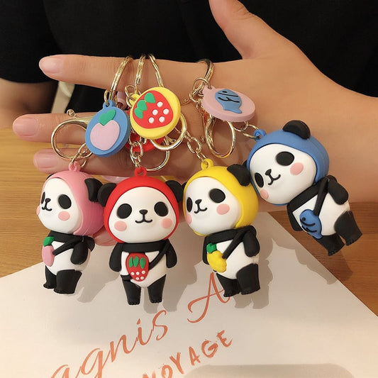 Cute Couple Panda Keychain Gift Red Blue Yellow Pink