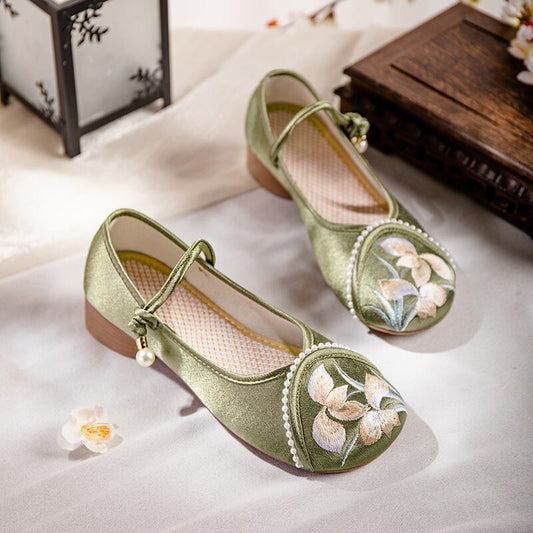 [BAIQIN Series]★Embroidery shoes★ 3color Chinese shoes High heels Chinese dress shoes Heel 3cm Retro Size 35-40