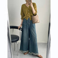 Load image into Gallery viewer, [Togawa Series] ★Denim Pants★ Gaucho Pants Trousers Bottoms Wide Pants Blue Blue ML
