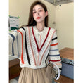 Load image into Gallery viewer, [Koikoro Series] ★Sweater★ Knit tops Colorful striped pattern Cute Easy to match Autumn clothes Sweet Fashion
