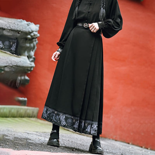 [Kokaisha --- Rabbit series] ★China style skirt★ Bottoms Original slimming black Easy to match