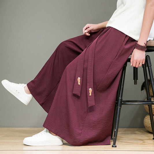 [Small Trouble Series]★China Style Pants★ 5color Bottoms Unisex Men's Large Size Gaucho Pants