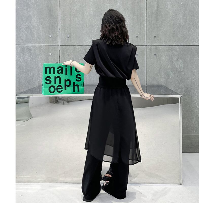 [YIDAO Series] ★Casual Pants★ Switching Chinese Clothes Black Black Skirt + Trousers Integrated Slimming Wear