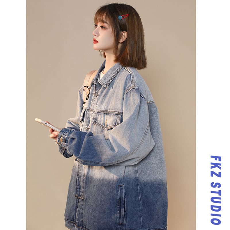 [FKZ Series]★Jacket★ 3color outer denim jacket unisex men's retro casual