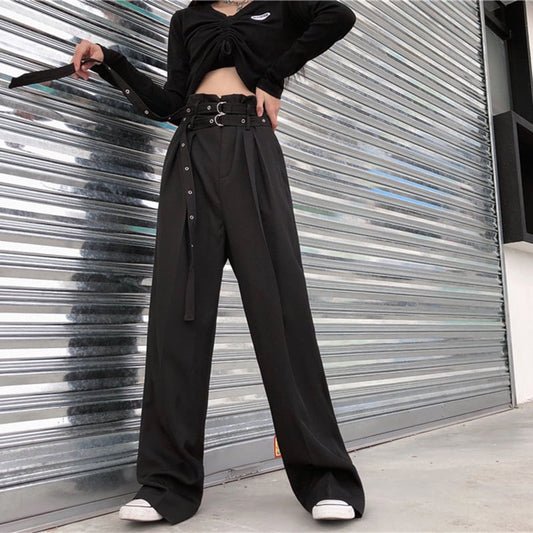 [Demon King Series]★Gaucho Pants★ Pants Bottoms Gaucho High Waist Long Length Plain Black Black Casual