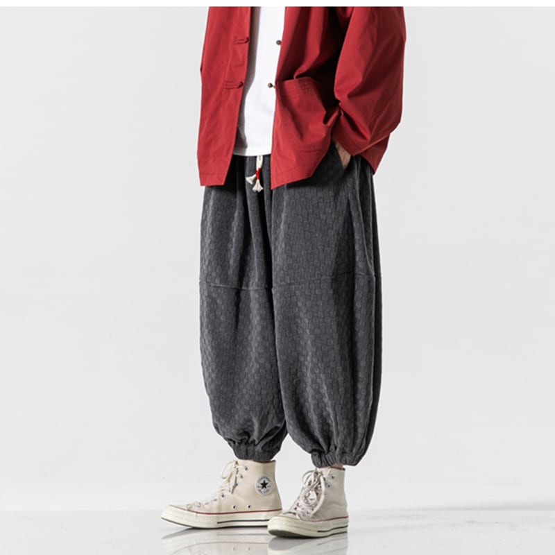 [Small Trouble Series]★China Style Pants★ 3color Bottoms Casual Pants Unisex Men's Large Size Loose Gray Black Coffee Color