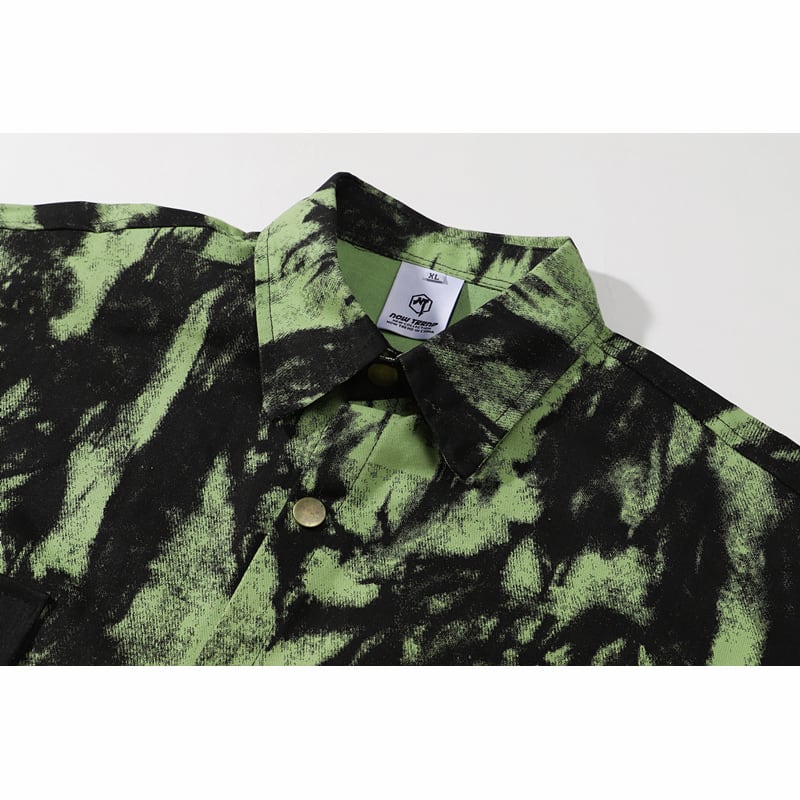 [GXFortune Series] ★Retro Shirt★ 2color Print Long Sleeve Shirt Tops Loose Casual Black Gray Green