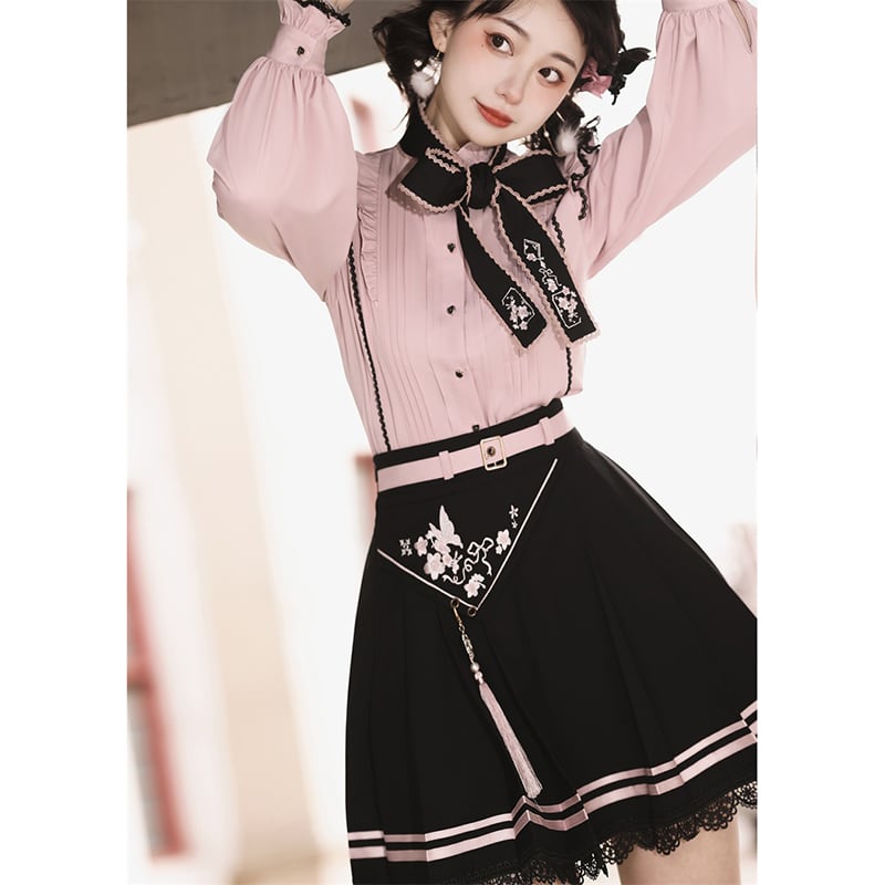 [Kanru First Series] ★Chinese style setup Single item order★ Shirt or Skirt Lolita Cute Pink Black