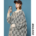 Load image into Gallery viewer, [Ushiomiomi Series] ★Sweater★ 3color Knit Tops Unisex Men's Plaid Pattern Gray Green Black
