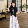 Load image into Gallery viewer, [DONGXIAOJIE series]★China style dress★ Letter pattern ribbon summer clothes fake layered large size slimming
