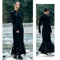 Load image into Gallery viewer, [Da Qinglong Shu Series] ★China-style dress★ Improved cheongsam dress, velvet, slimming, long length, black, black
