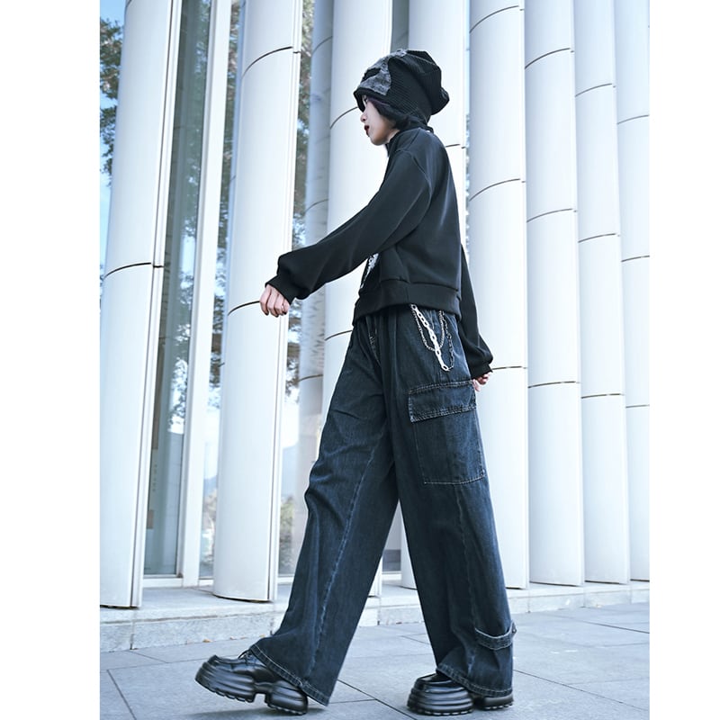 [Old Monster---Fugitive Coastline Series] ★Denim pants★ Casual pants Gaucho pants Harajuku style Street