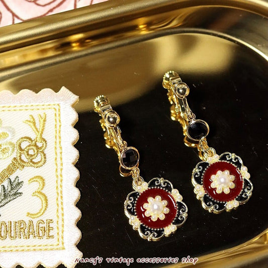 [Minami Kojie Series] ★Earrings★ 2color Pair Earrings or Earrings Flower Red Red Green Green Accessories