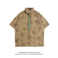 Load image into Gallery viewer, [HTTAOSUP Series]★Shirt with tie★ 3color tops, short sleeve shirt, floral pattern shirt, unisex, men's brown, green, beige
