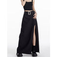 Load image into Gallery viewer, [EDX Series]★Skirt with belt★ 2color bottoms long skirt black gray high-looking slit fashionable
