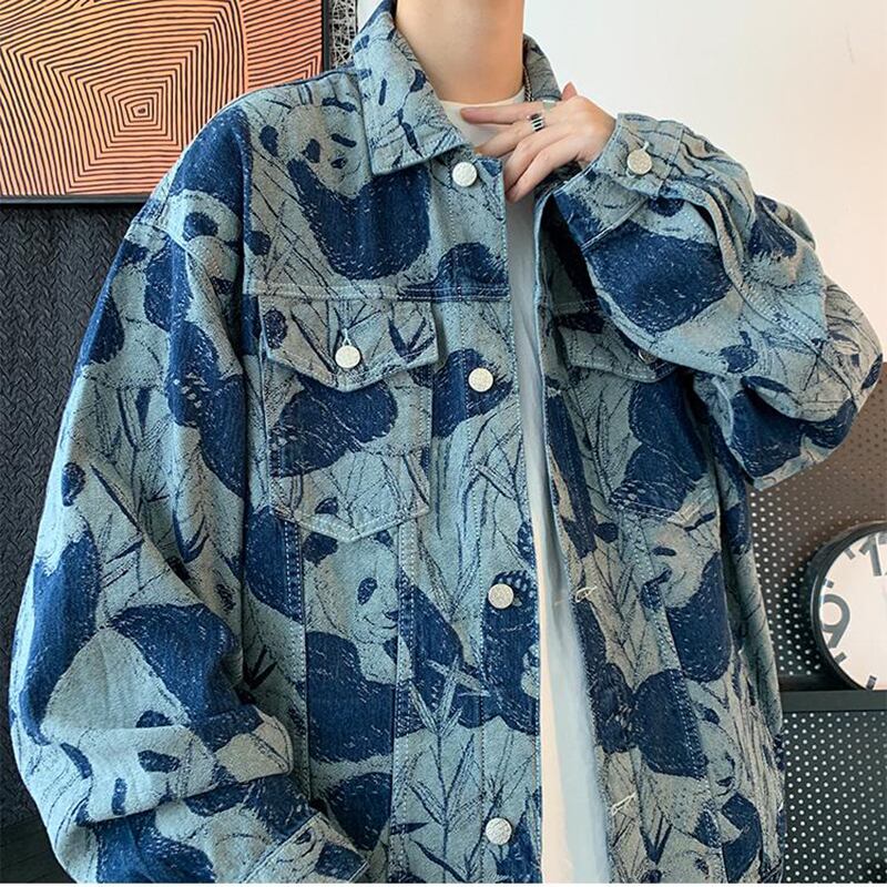 [MCL Series] ★Jacket★ Outer Denim Jacket Unisex Men's Print Blue Blue Stylish