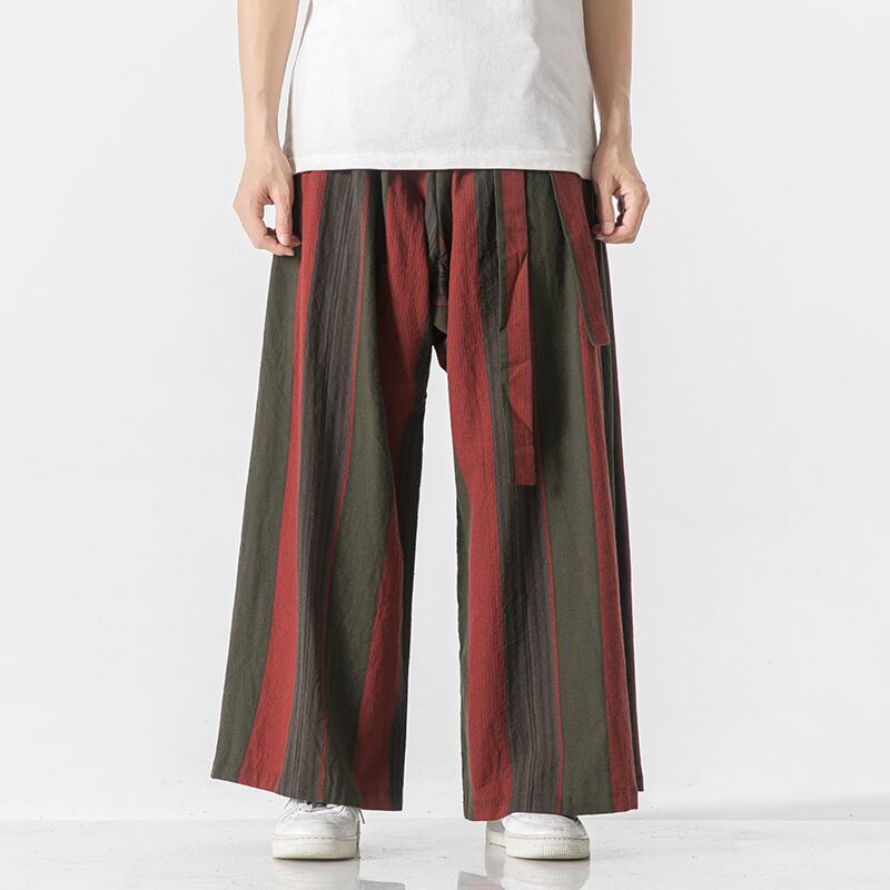 [Shu Han Ink Series]★China style pants★ 3color gaucho pants, vertical stripes, unisex, men's, loose, large size