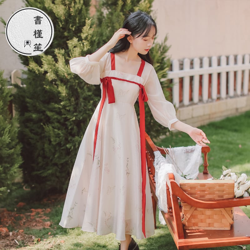 [Shojunsho Series]★Hanfu Dress★ Chinese Clothes Chiffon Retro Old Fashioned Sexy Old Fashioned Cute Slimming Date