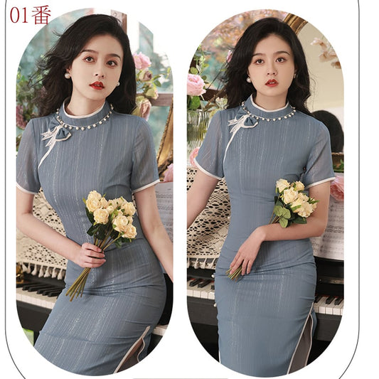 [RUYUN Series]★Cheongsam dress★ 2color Chinese style dress Elegant Temperament enhancement Large size