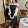 Load image into Gallery viewer, [TAOSHANG series] ★China style dress★ Large size switching slit slimming black black improved cheongsam dress
