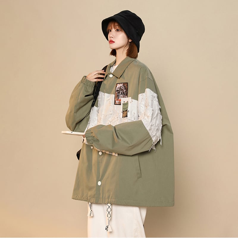 [Fujiiman Series] ★Jacket★ Outerwear 3color switching Unisex Unique black green brown