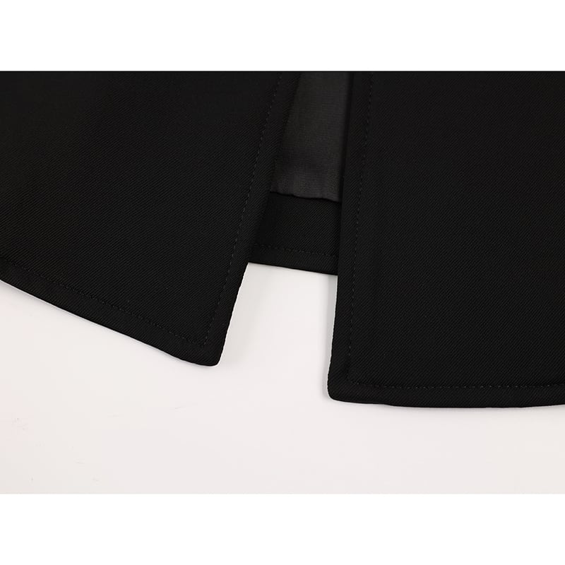 [LHSEN Series] ★Mini length tops★ Outer jacket short length slimming black black SML