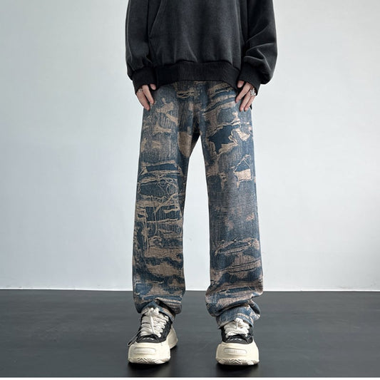 [NANSHI Series]★Denim Pants★ Bottoms Pants Unisex Men's Print Unique Large Size