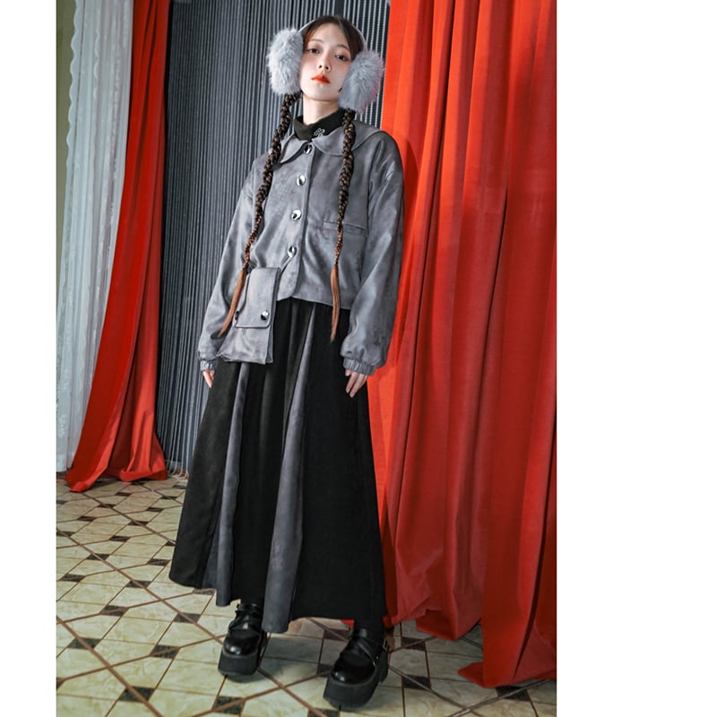 [Kokaisha --- Dragon dyed series] ★China style coat★ Velvet thick winter coat Sailor color