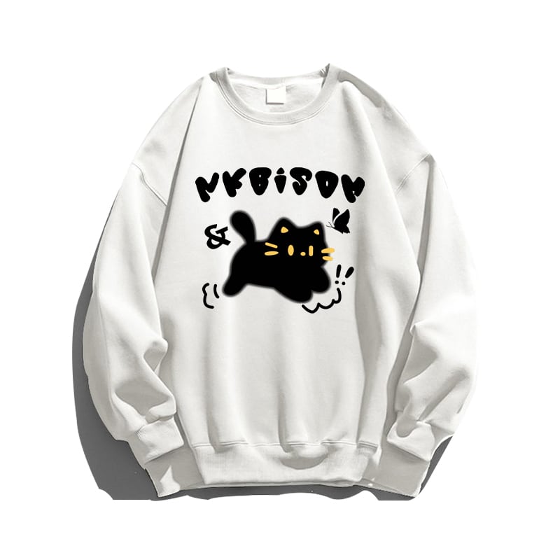 [Wkeces Series] ★Tops★ 6color Sweatshirt Sweatshirt Unisex Men's Cat Cat Large Size