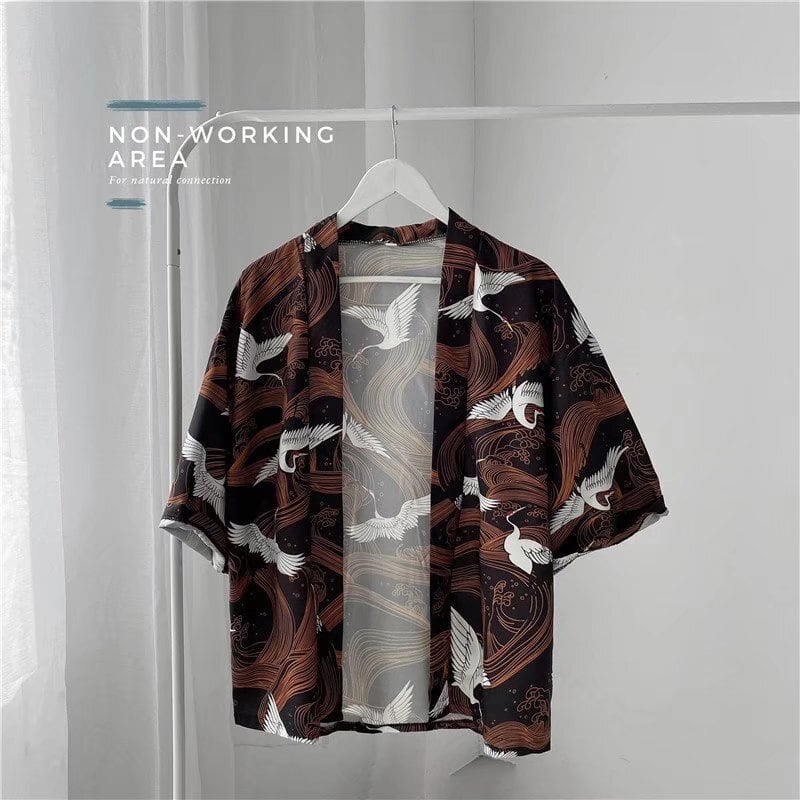 [JUNYI Series] ★Happi coat★ Crane Chinese style Unisex Men's Large size Thin Unique Casual