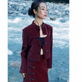 Load image into Gallery viewer, [Big Blue Dragon Series] ★China style outerwear★ PU jacket China button openwork wine red red
