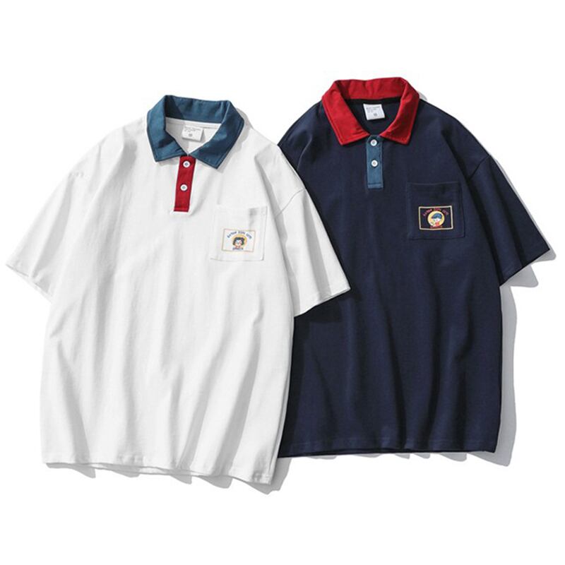 [TRAVEL ISSUANCE series]★POLO shirt★ 2color tops Color scheme Unisex Men's White Navy